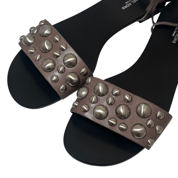 MICHAEL KORS Collection Women's Mica Studded Leather Flat Sandals Sz 39.5/9 - Picture 6 of 9